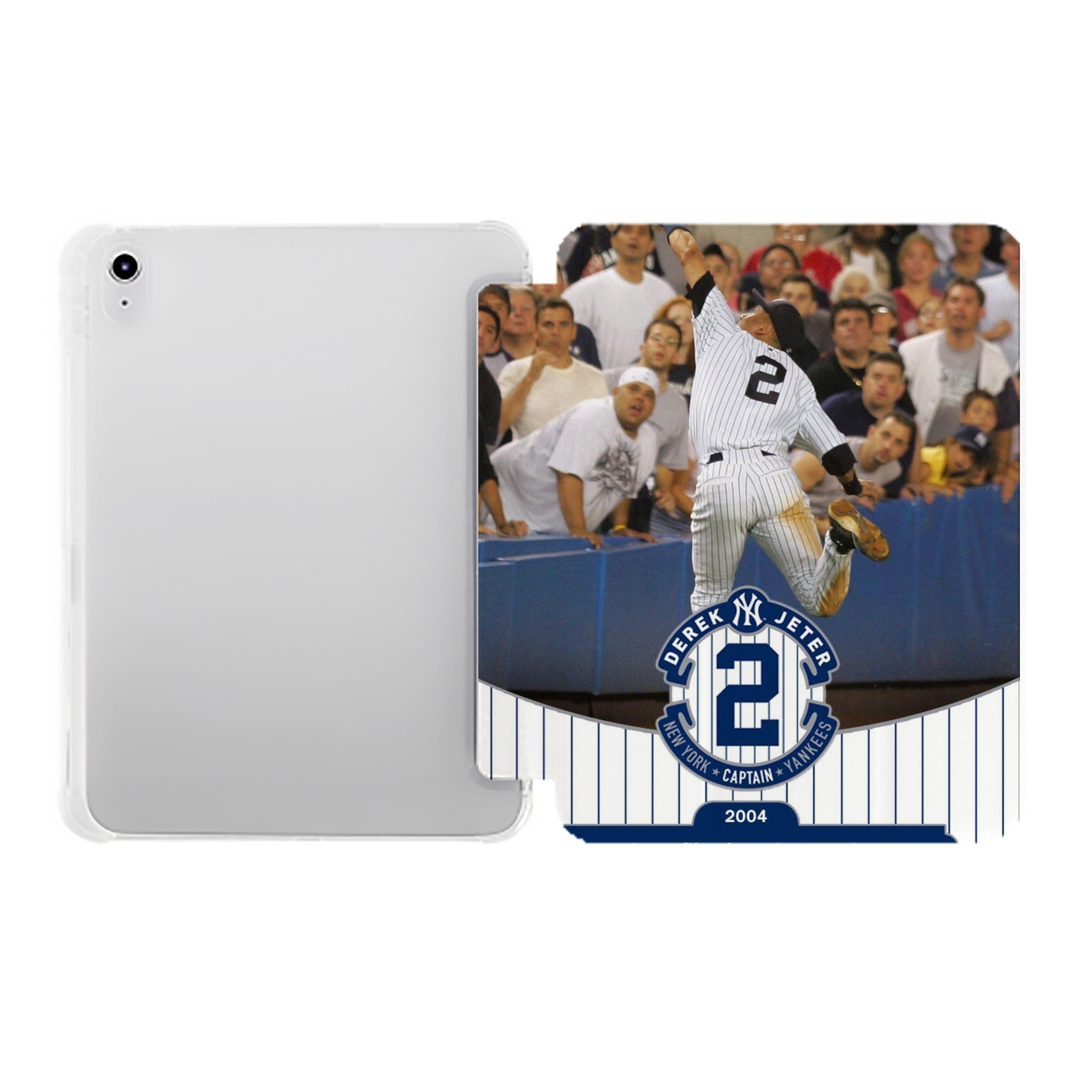 Derek Jeter 94 Premium Tri-Fold PU Leather & Silicone IPad Case With Pencil Slot – Fits 9.5,10.5,10.9 – Adjustable Stand, Slim, Protective